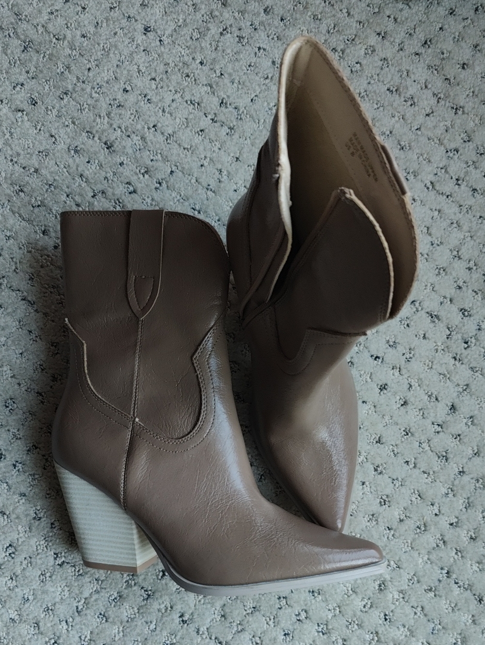 Buckle Brown Pointed-Toe Western Ankle Boots NWT